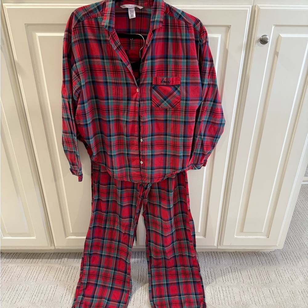 Victoria's Secret Red and Green Plaid Pajama Set